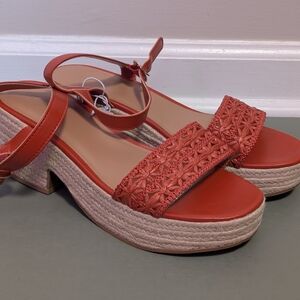 Old Navy Red Woven Wedges